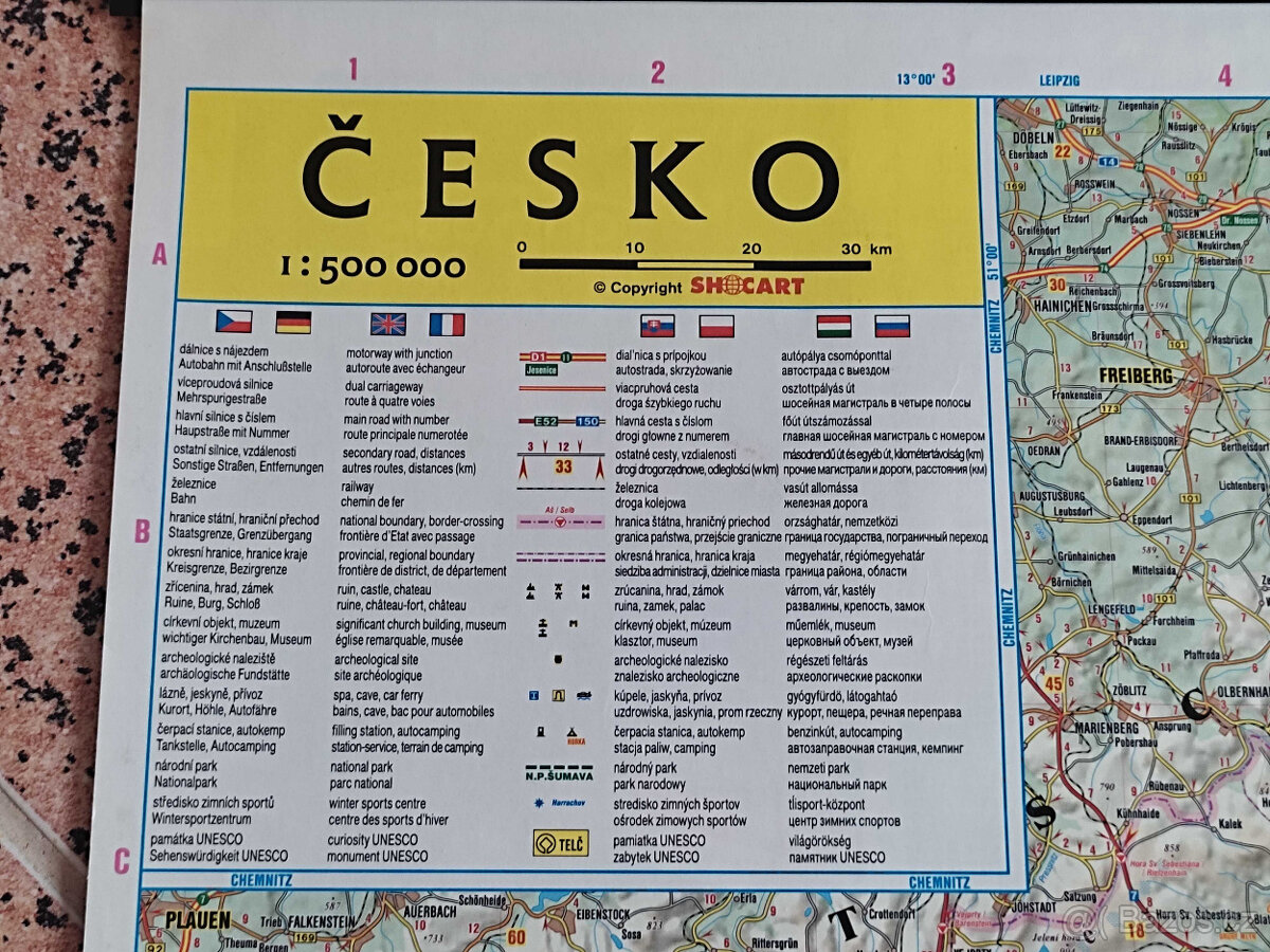 NÁSTĚNNÁ MAPA ČR - 4