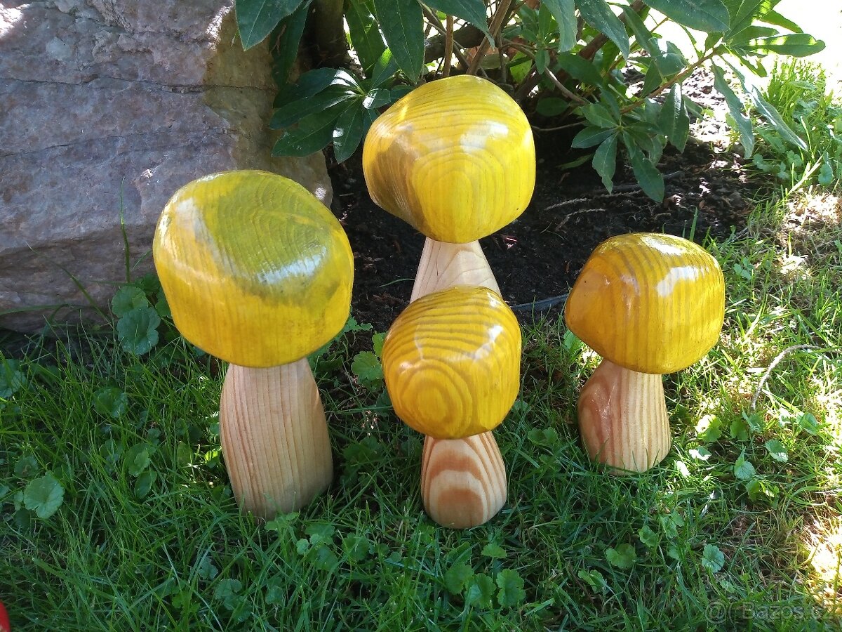 Dřevěné HOUBY dekorace na zahradu, masiv, EKO nátěre - 4