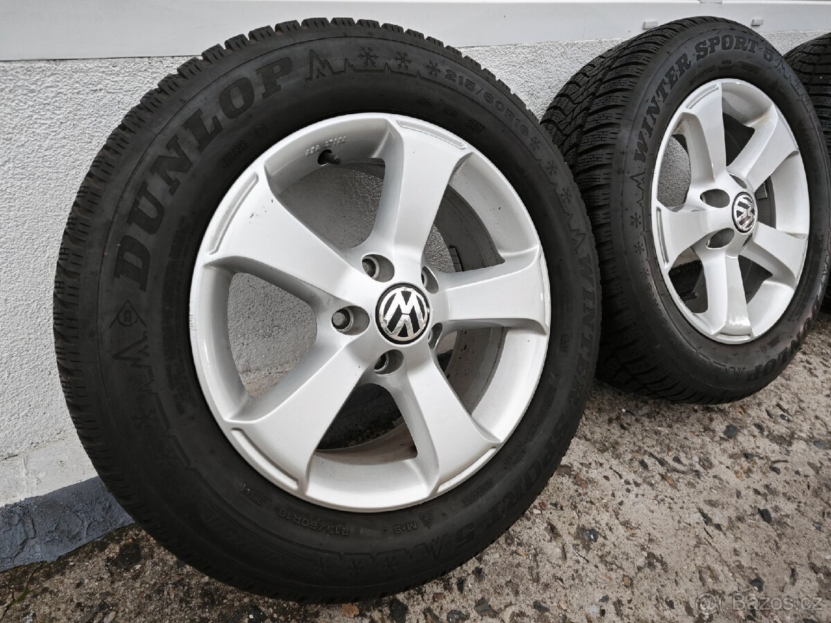 Alu Vw 5/112 R16 + 215/60 R16 zimní Dunlop - 4