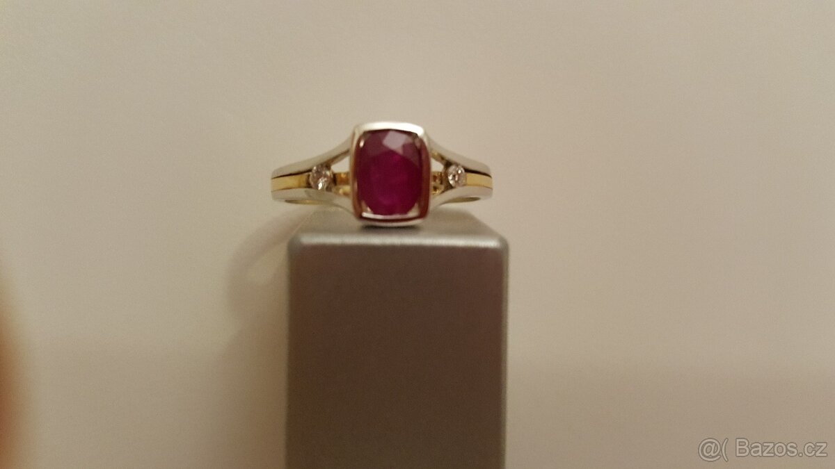 Zlatý prsten s přírodním rubínem. - 4