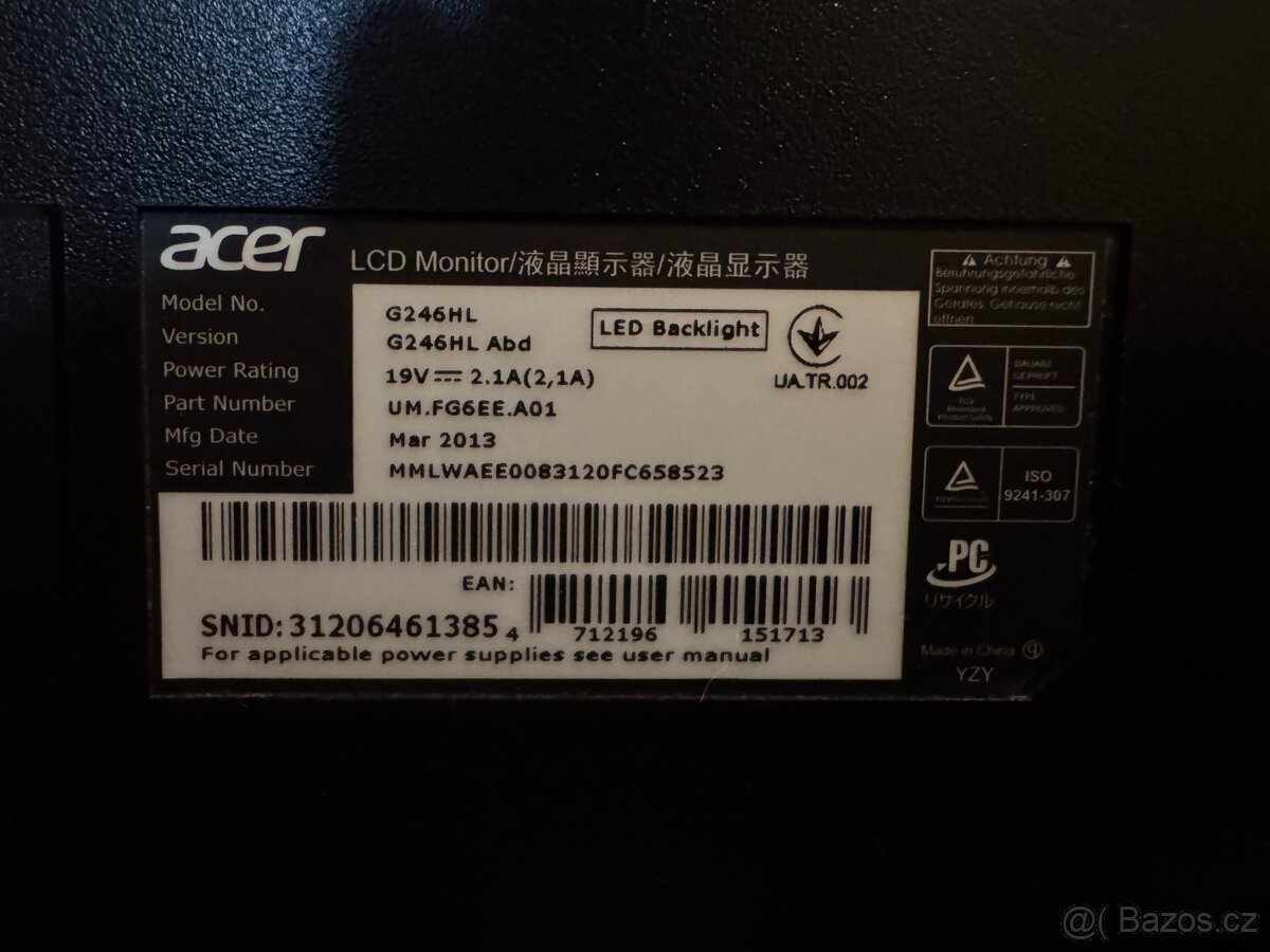 PC Monitor Acer FullHD 1920x1080 24’ starší - 4