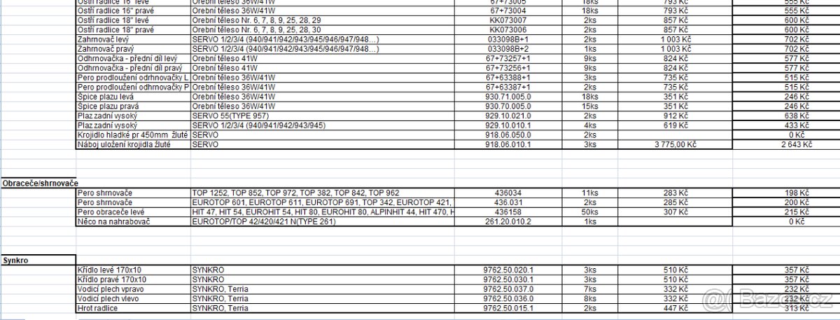 opotřebitelné náhradní díly Pöttinger Kverneland a další - 4