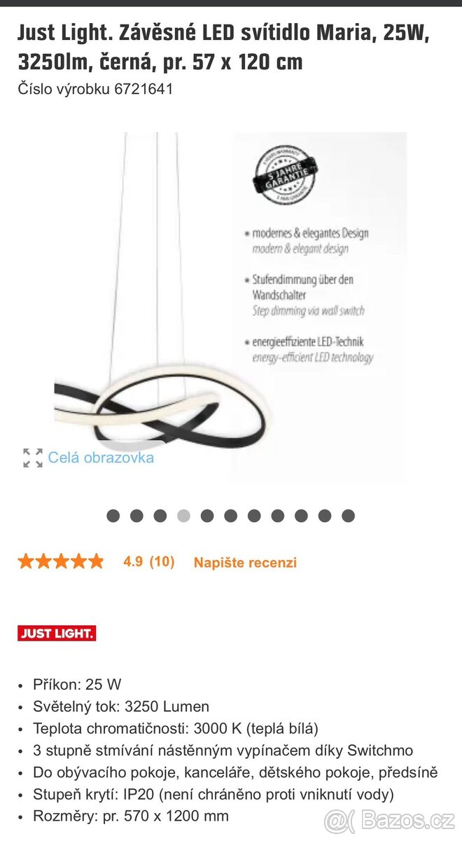 Just Light - závěsné led svítidlo Maria - 4