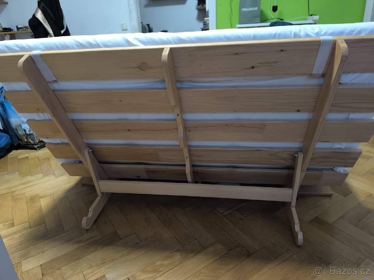 Rozkládací dřevěná postel/gauč 140x200 - 4