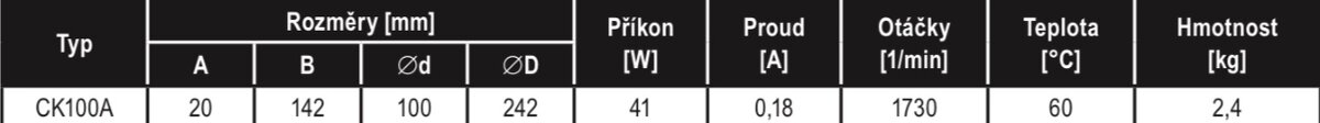 CK 100A - radiální ventilátor do potrubí - 4