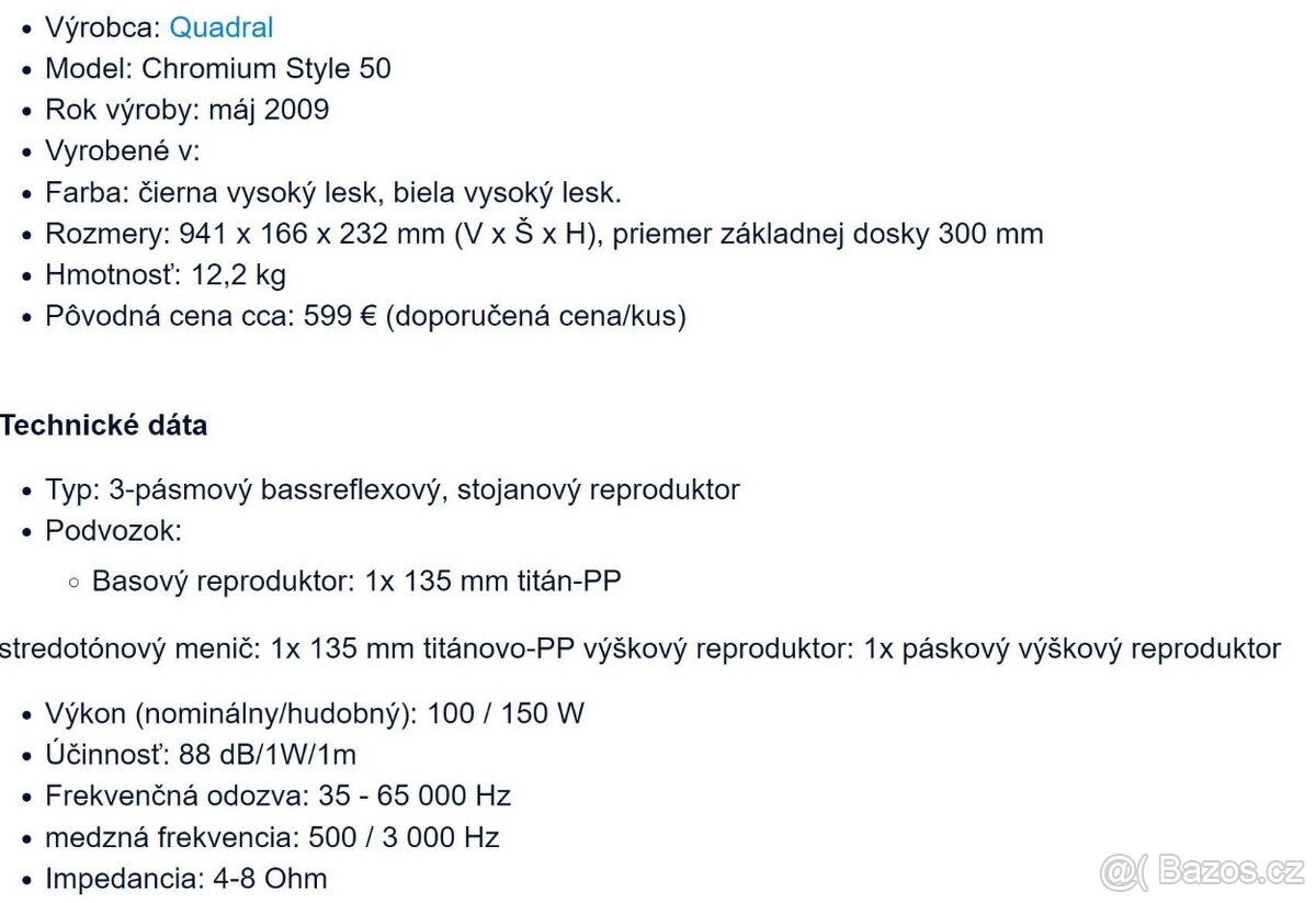 Quadral Chromium Style 50 / Dovoz v cene : Brno, Praha ,Olom - 4