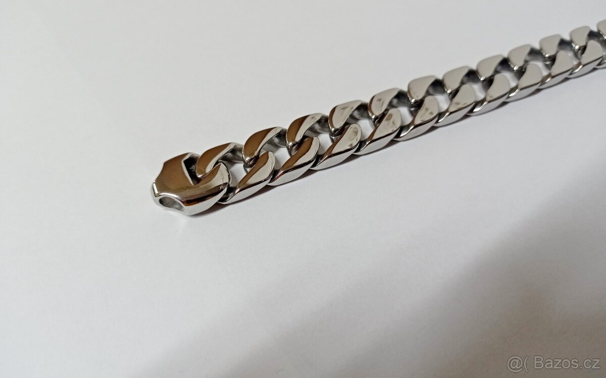 NOVÝ masivní pánský náramek Shiny PANCER Silver Steel š.15mm - 4