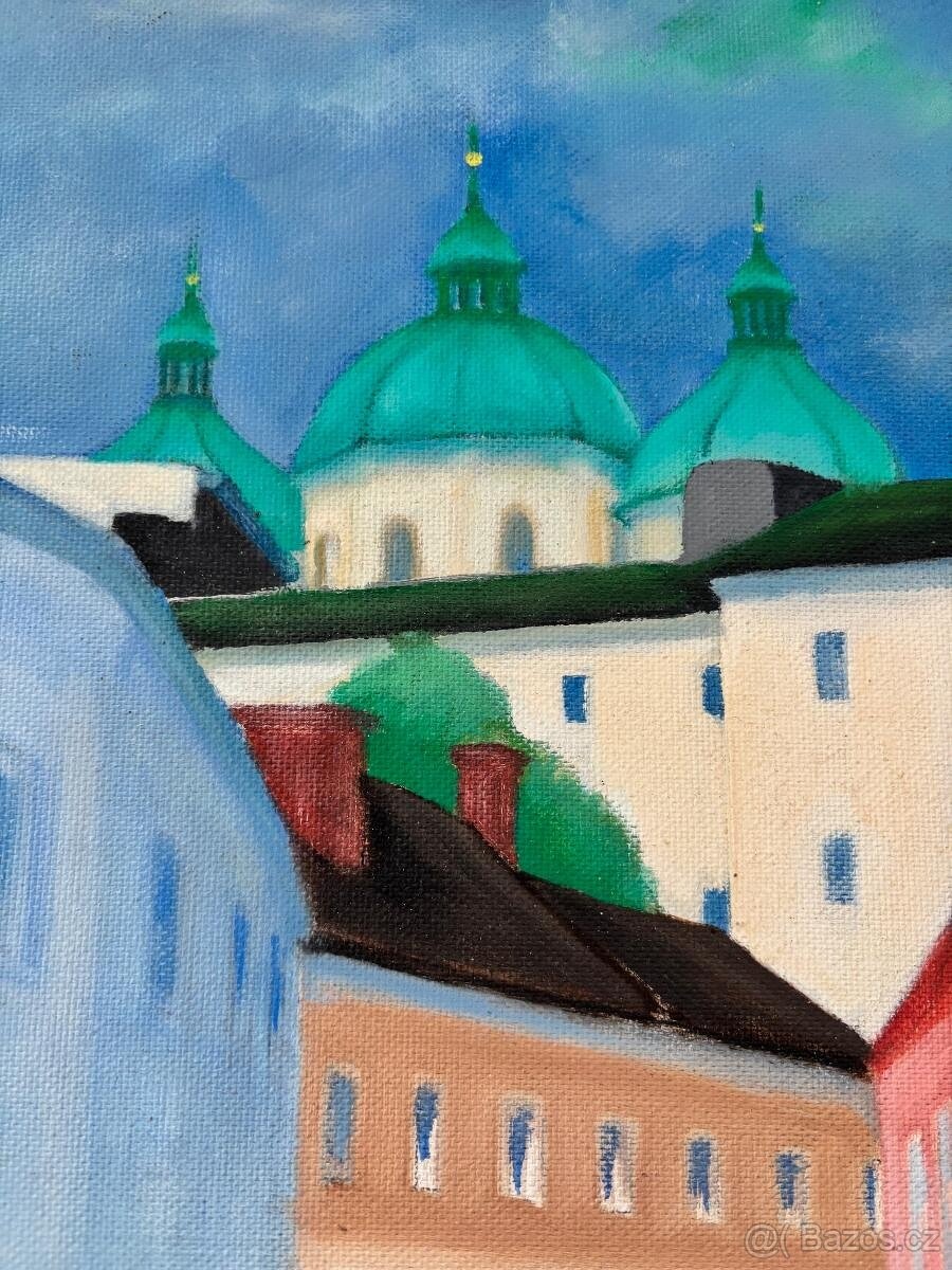 Obraz Jiří Zapletal Olomouc, olej na desce 70x50 - 4