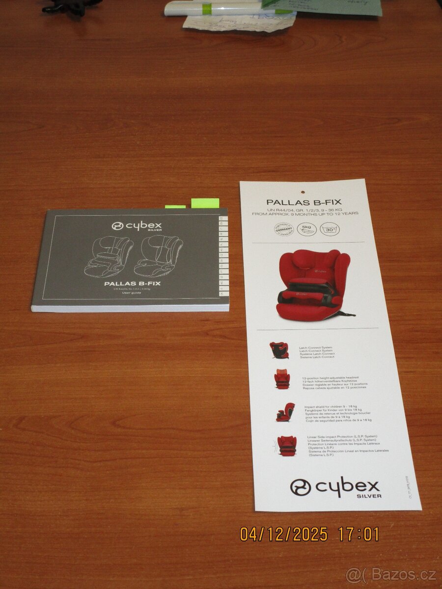 Prodám CYBEX Pallas Fix, téměř nepoužitou autosedačku. - 4