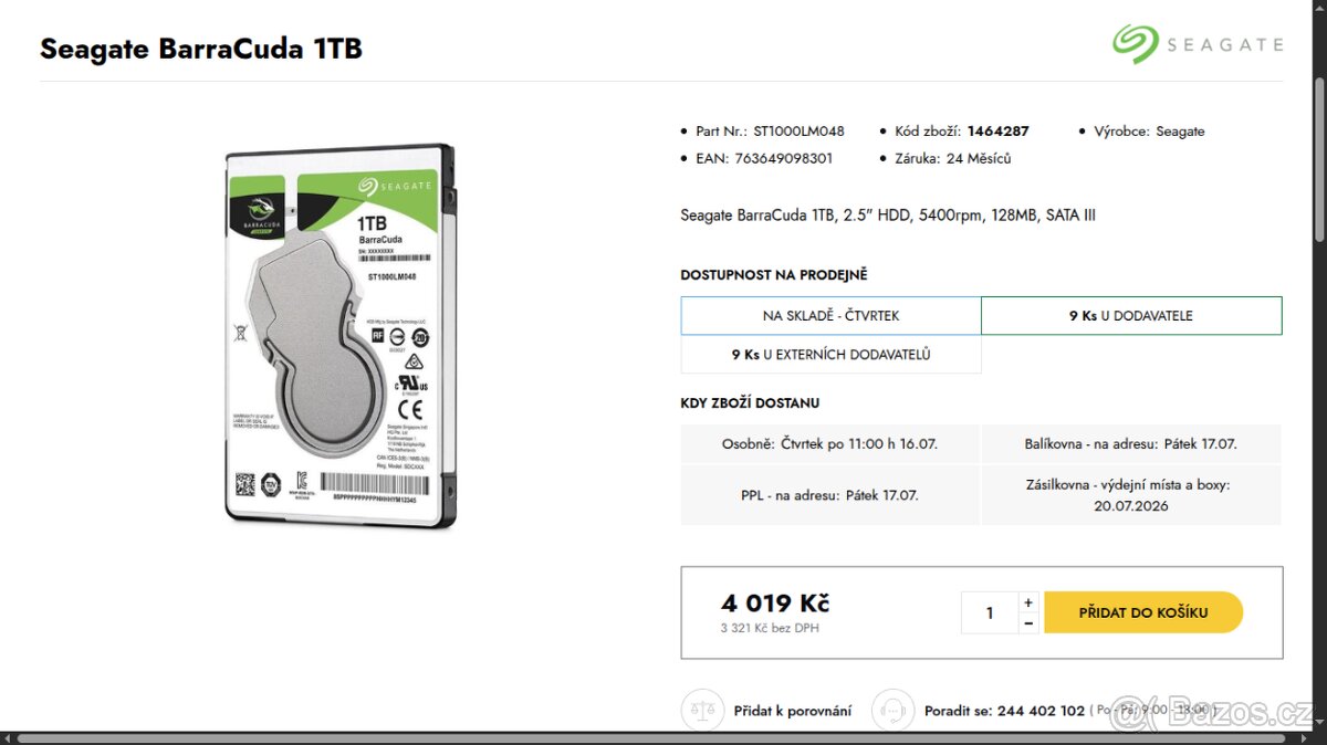 Externí HDD 1TB Seagate Barracuda - 4