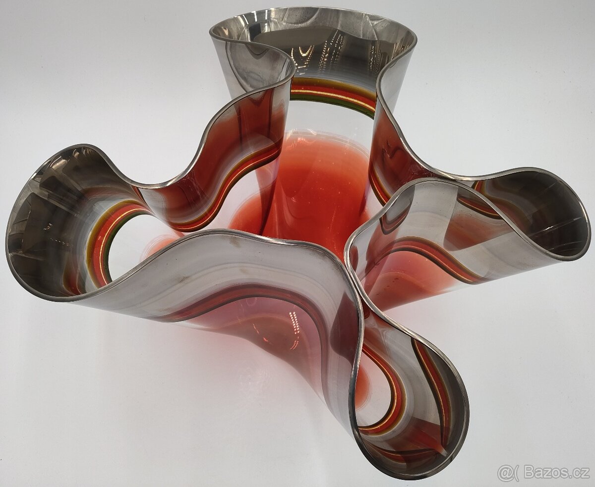 Krásná vypalovaná váza na plastickém skle Antonie Jankovcová - 4