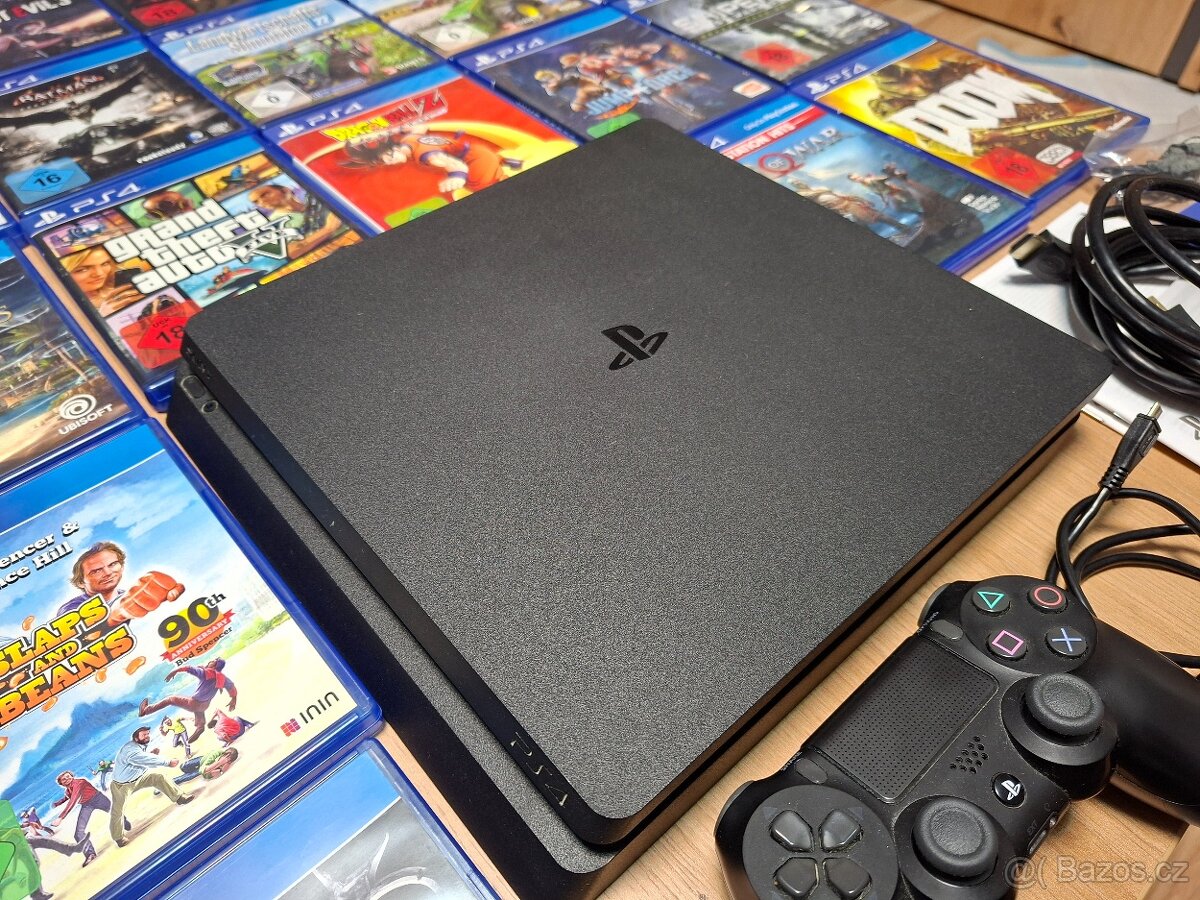 Prodám Playstation 4 slim 500gb + 24 her Top Stav - 4