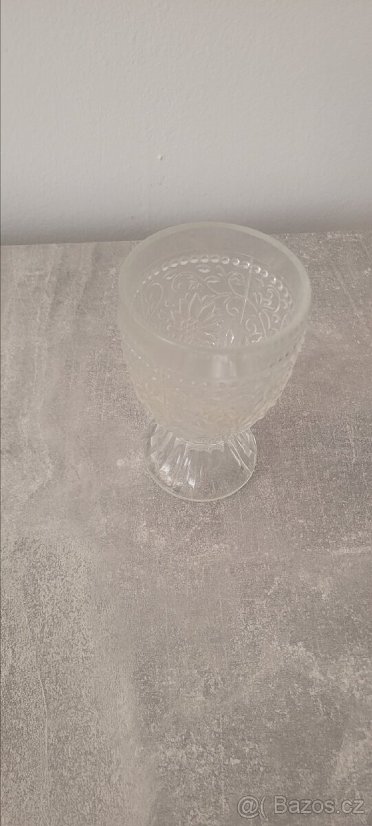 Staré lisované, kvalitni české sklo, 2× miska a sklenka - 4