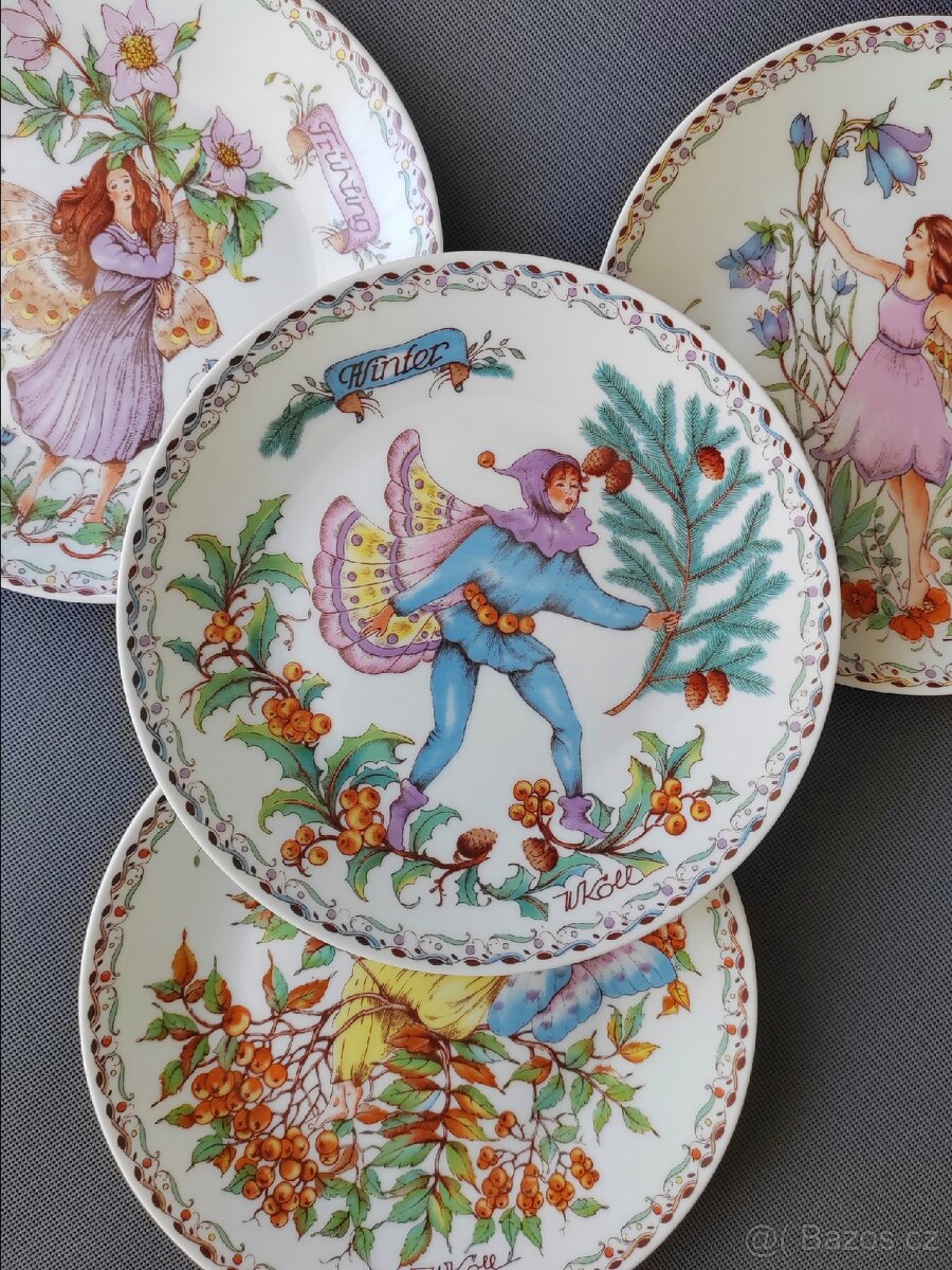 Exkluzivní sada 4 porcelánových talířů s vílími (Luisenburg) - 4
