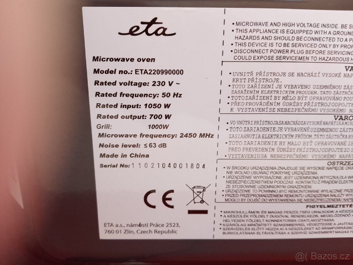 Mikrovlnná trouba ETA - 4