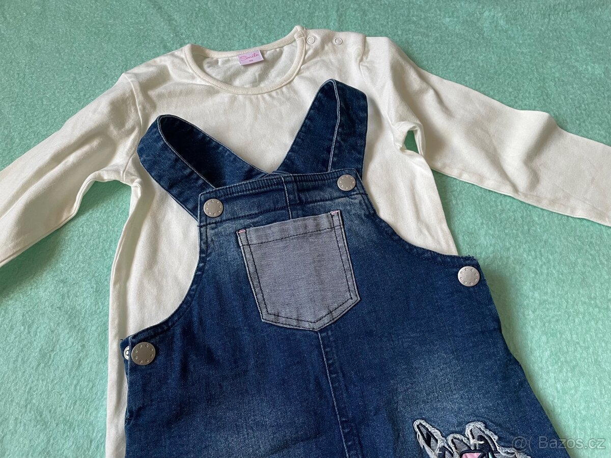 Dívčí Set šaty s laclem jednorožec + tričko dlouhý rukáv - 4