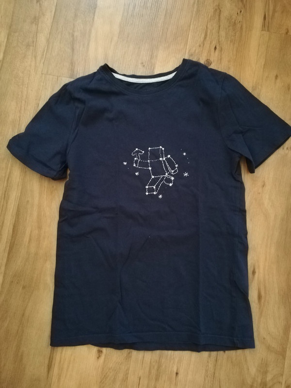 dětské tričko kr. rukáv - zn. H&M, tmavě modré s výšivkou - 4