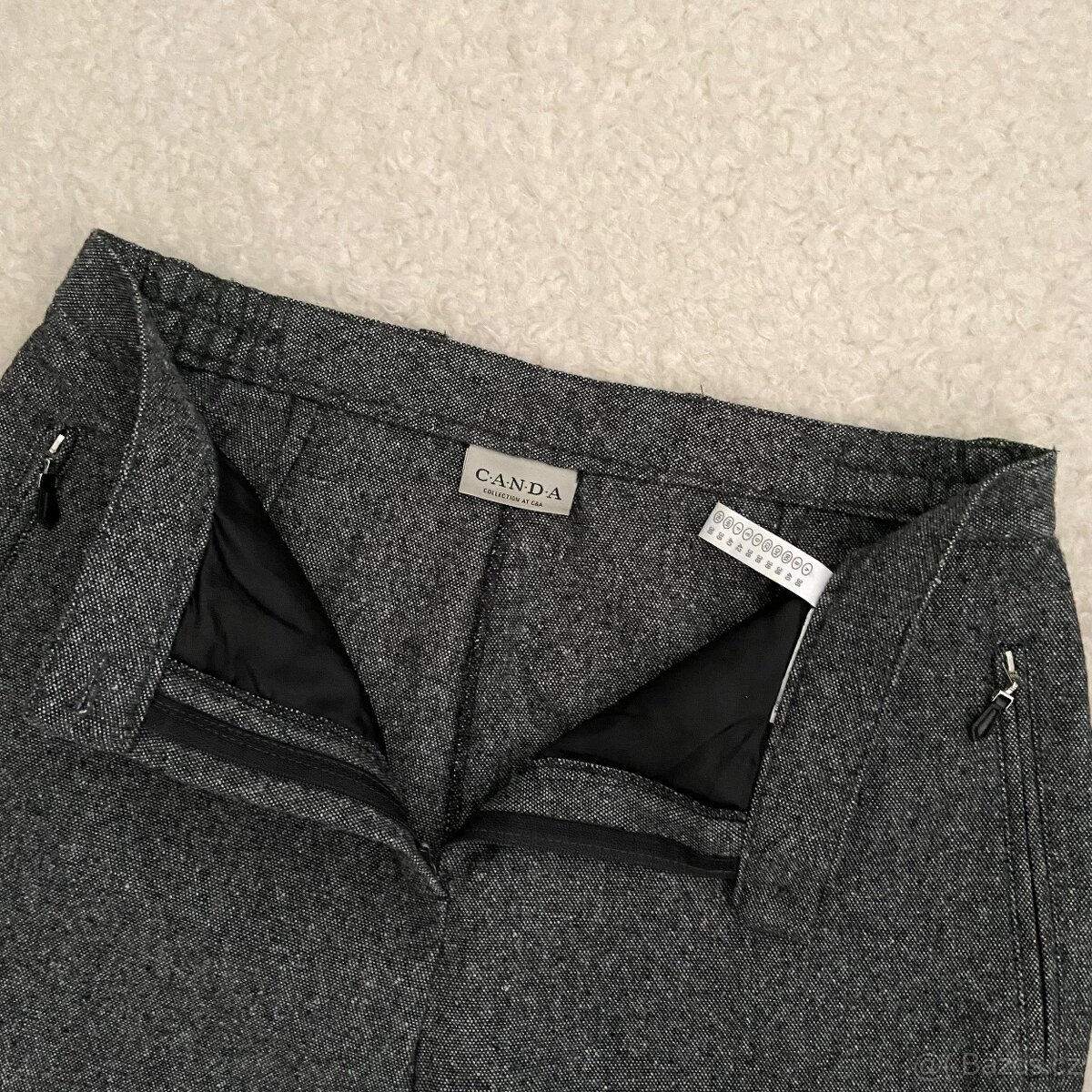 Dámské šedé kalhoty ve vlněném vzhledu C&A vel. 38 - 4