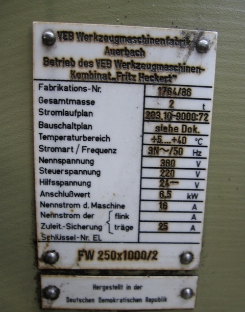 Frézka svislá FW 250x1000/2 (4034.) - 4