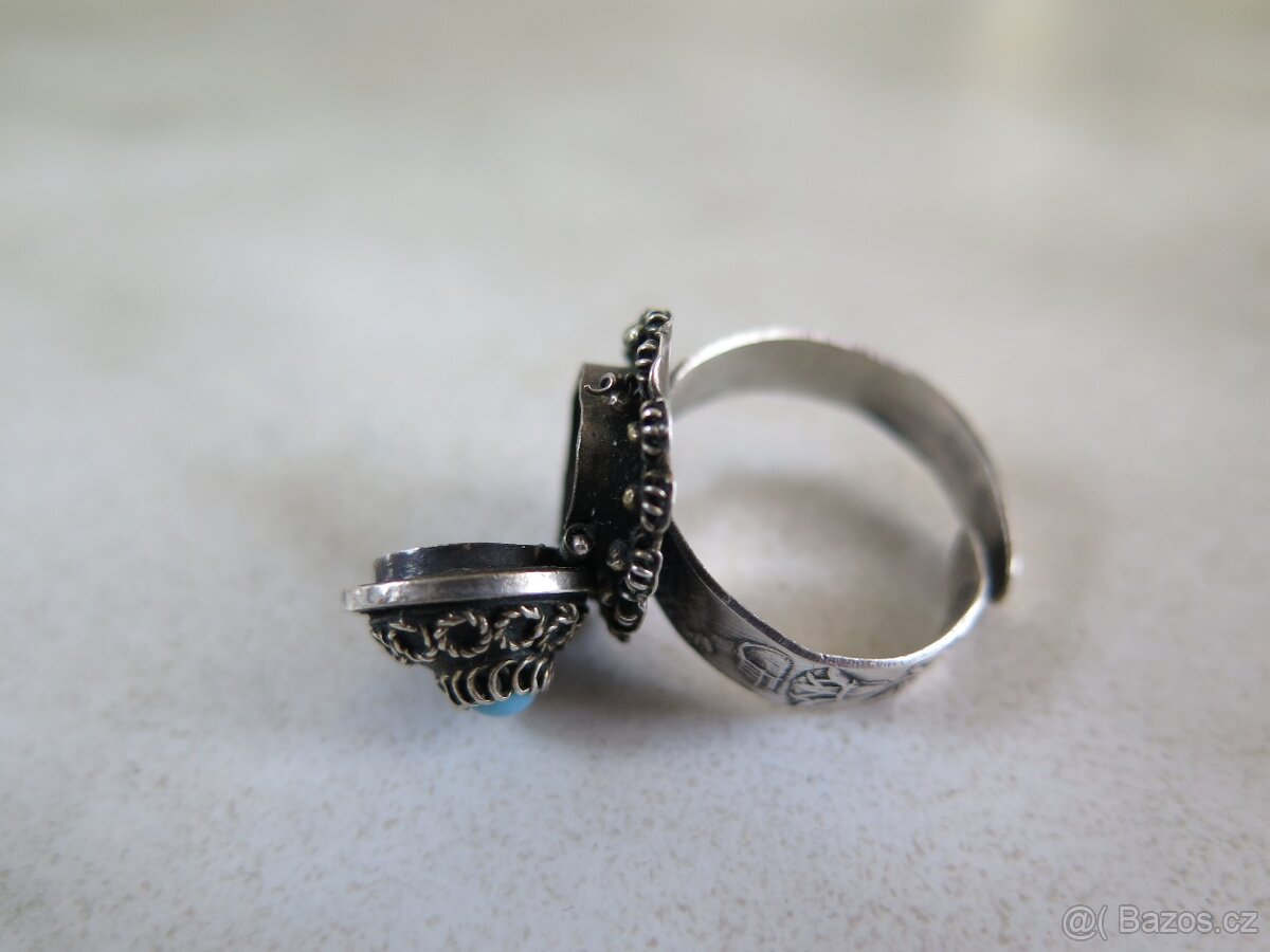 Stříbrný starožitný prsten - Egypt - 4