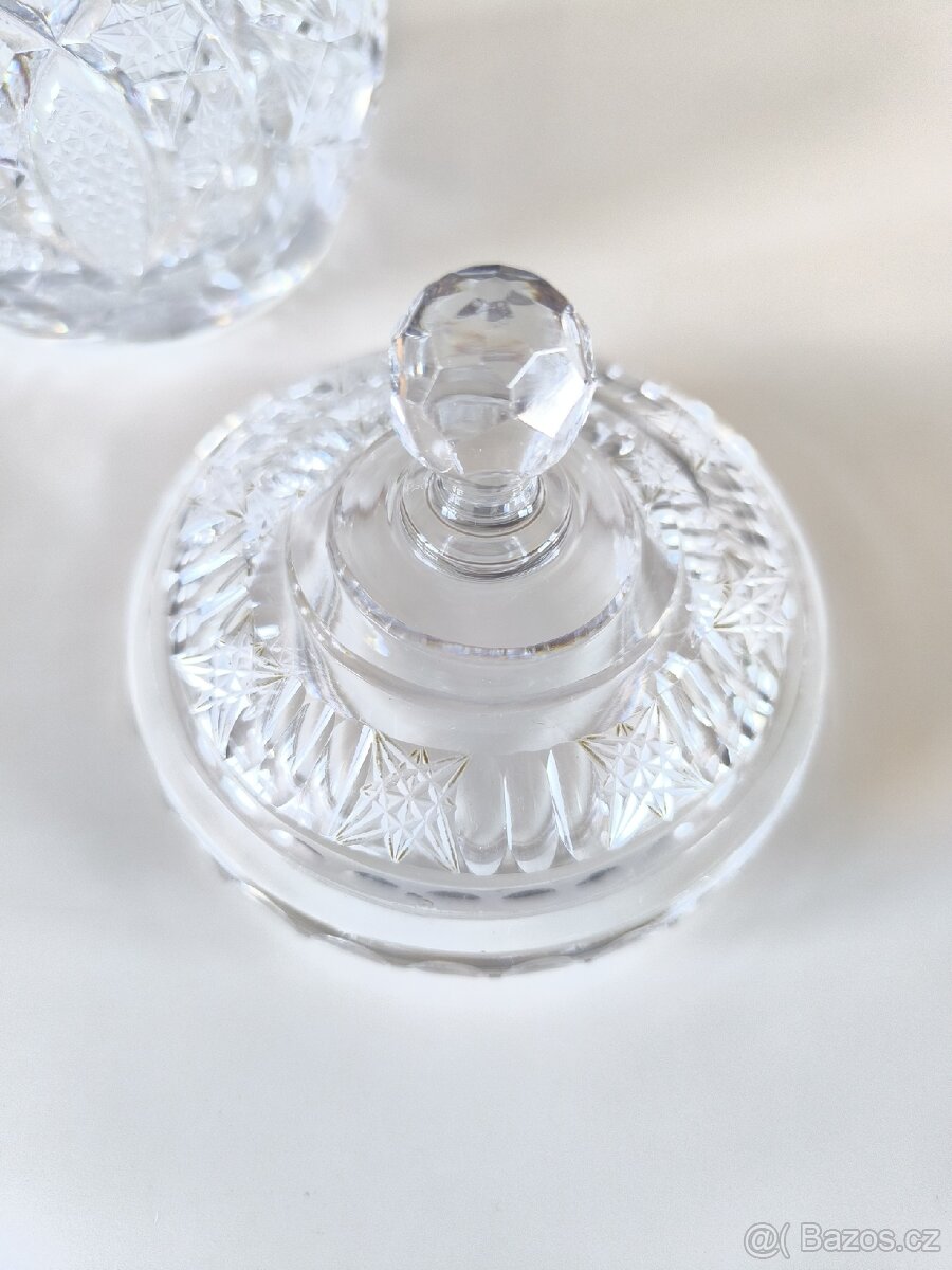 Ručně broušená křišťálová dóza - cukřenka - 4