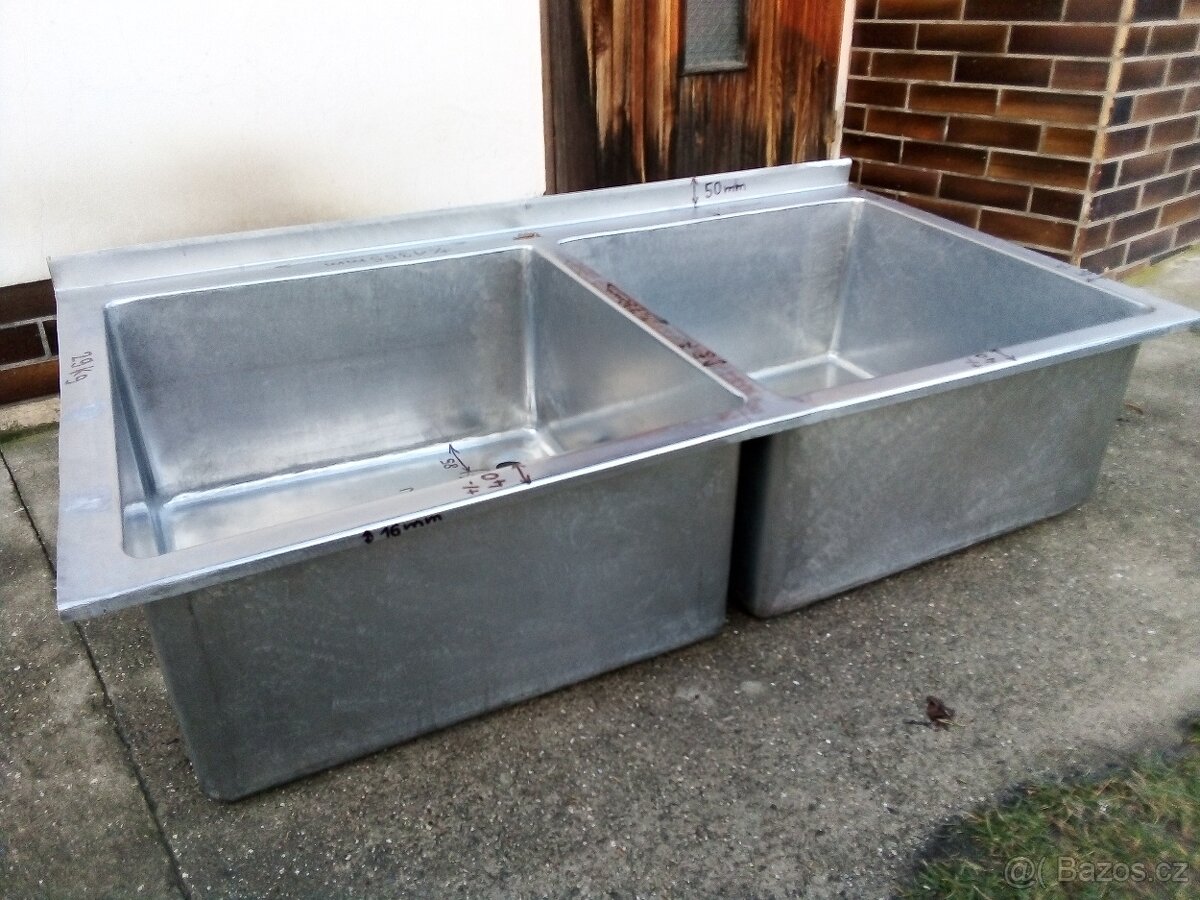 Velký lavor, mycák dvojitý. Nerez INOX 610 x 605 x 320mm. - 4