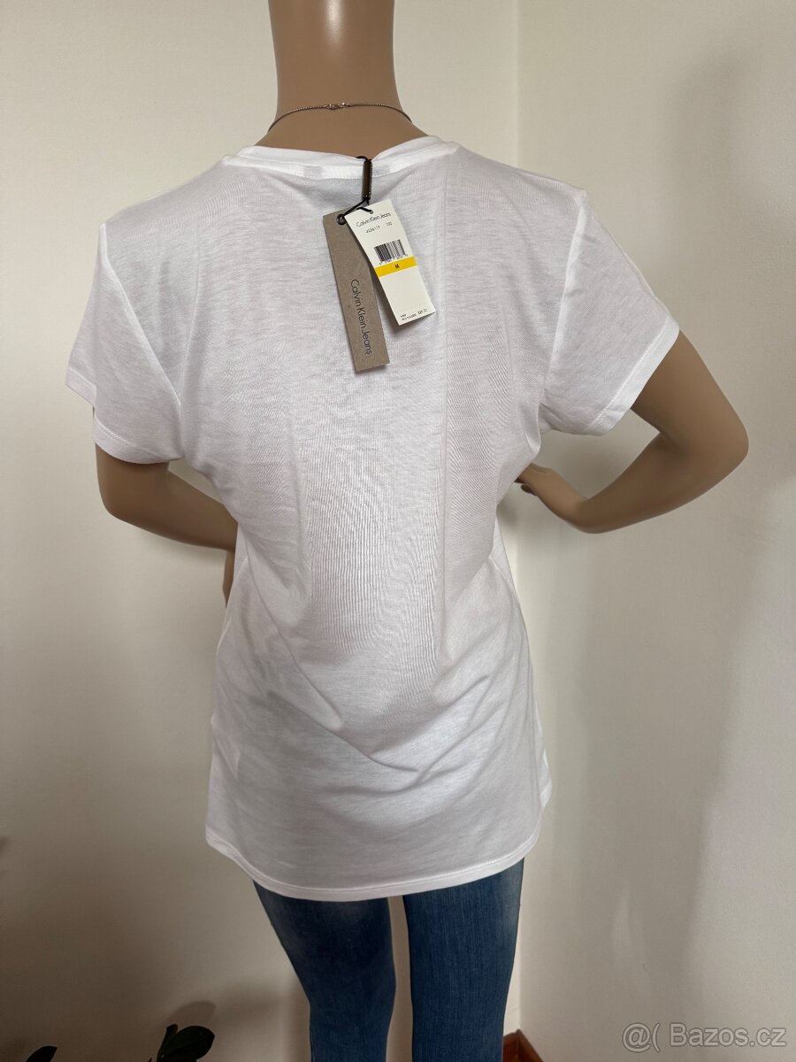 Bílé tričko Calvin Klein Jeans vel. M - 4