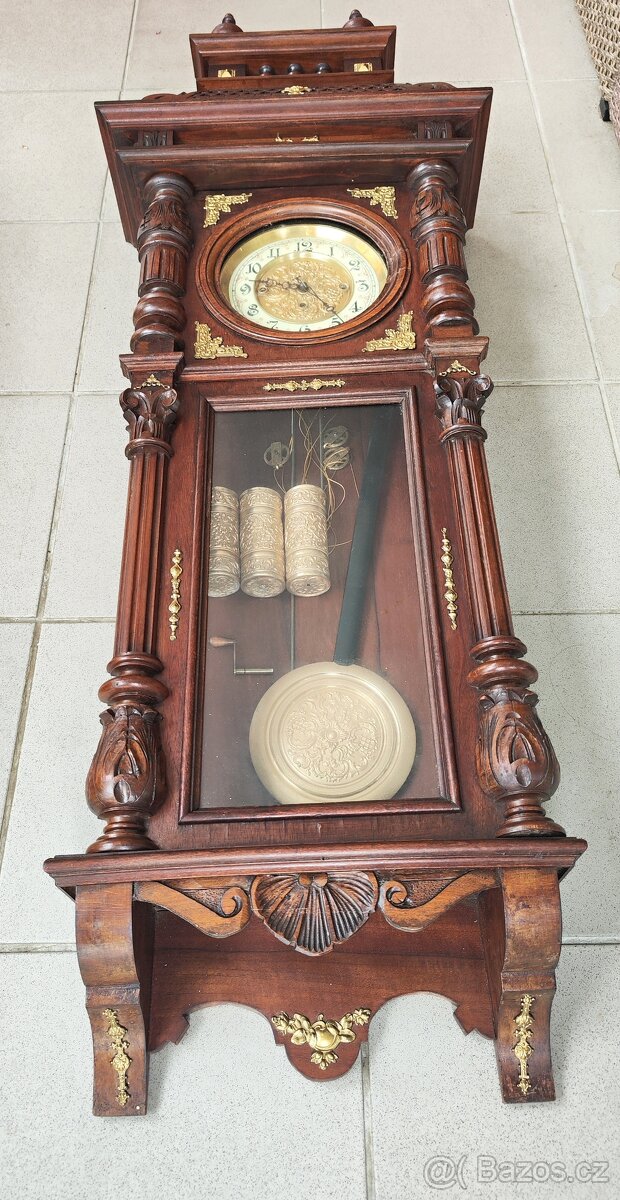 luxusní bohatě vyřezávané a zdobené třízávažové hodiny - 4