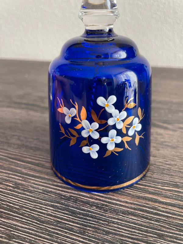 Křišťálový, kobaltově modrý, skleněný zvoneček - 4