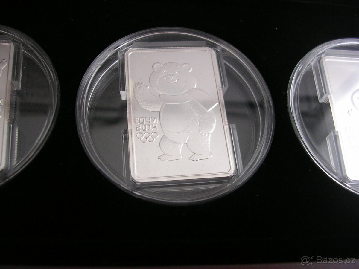 3 x 1oz Ag 999 mince sada zimná olympiáda Soči 2014 - 4
