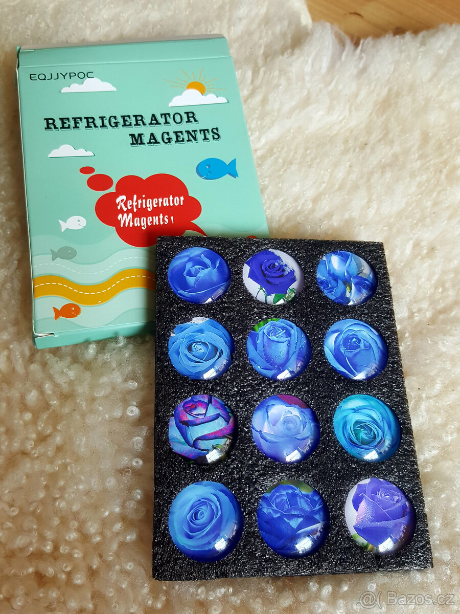 sada magnetky modré růže dárek dekorace - 4