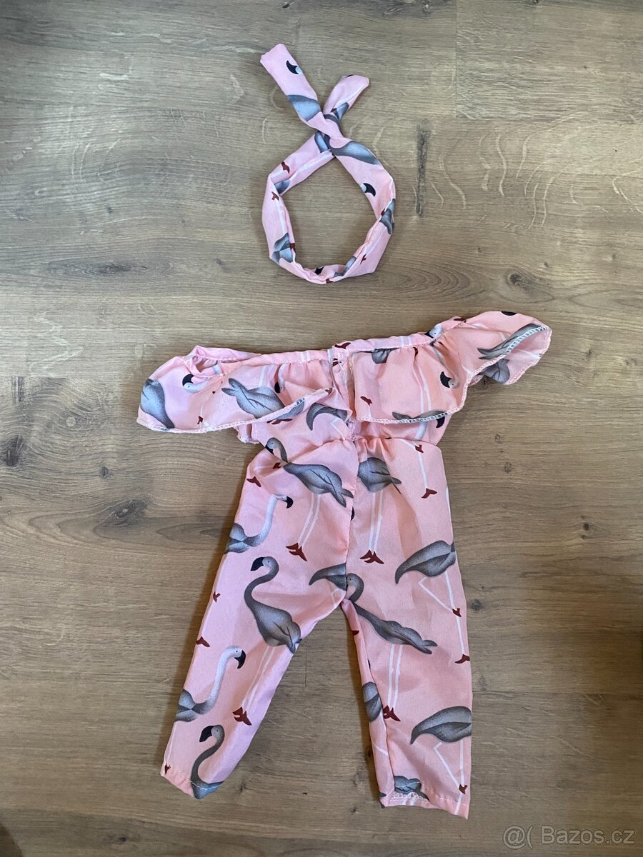 Obleček pro Baby Born – růžový overal + čelenka - 4