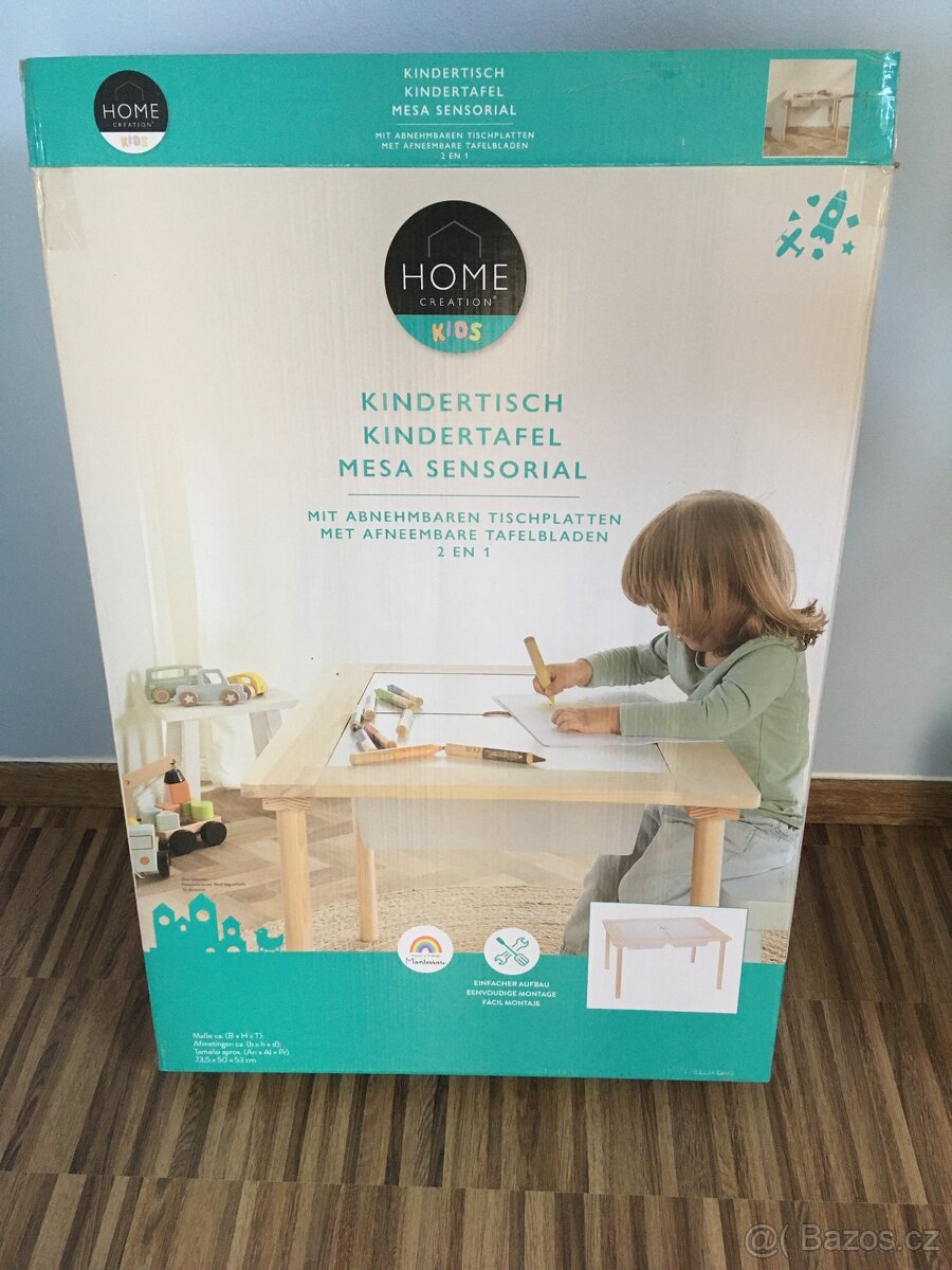 Dětský dřevěný stůl s uložným prostorem - 4