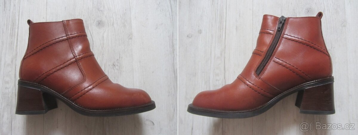 Vintage kožené rezavohnědé boty - 4