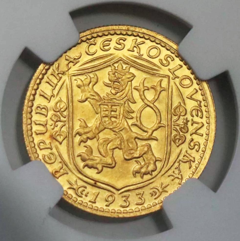Svatováclavský dukát 1933, certifikace NGC MS 66 - 4