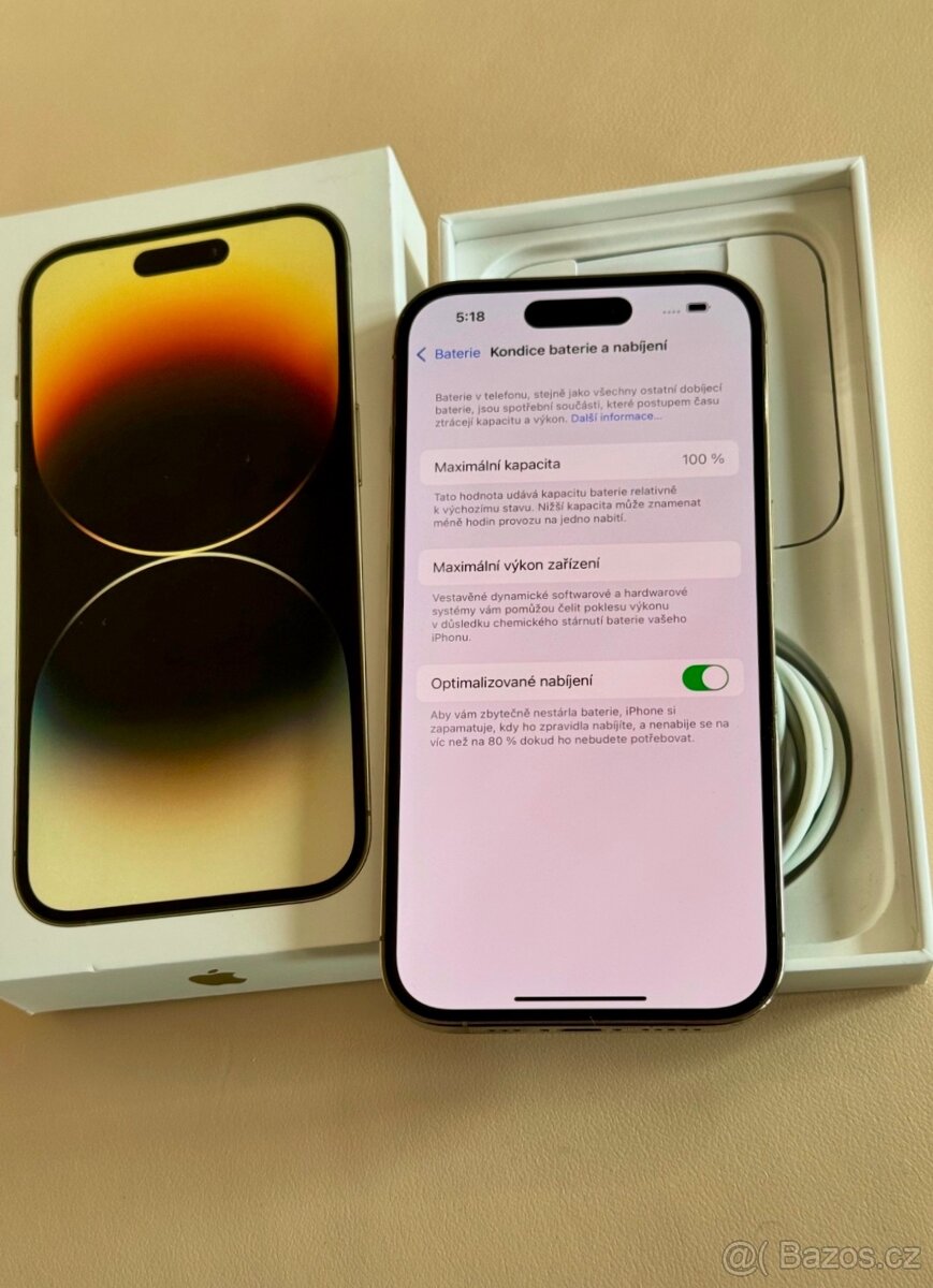 iPhone 14 Pro Gold BATERIE 100% TOP - 4
