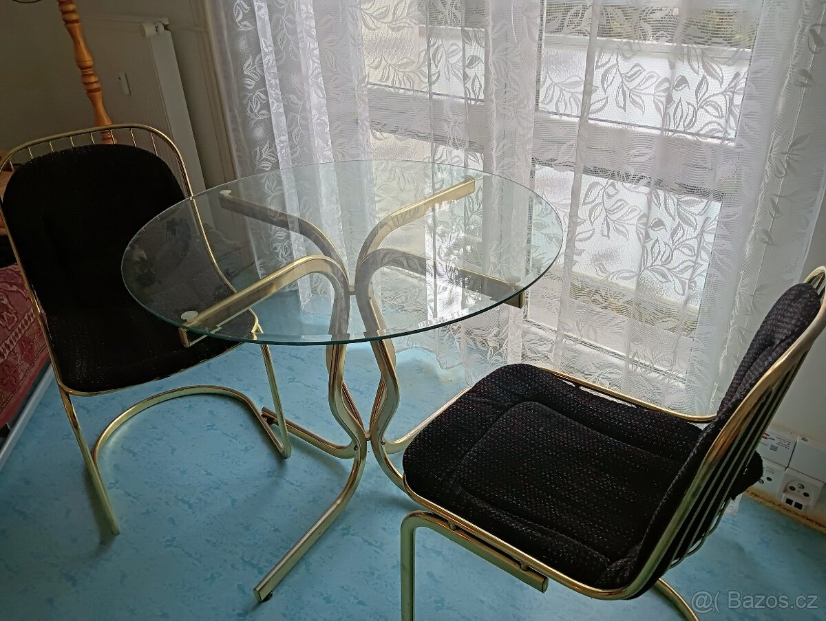 Skleněný stůl+2 židle - 4
