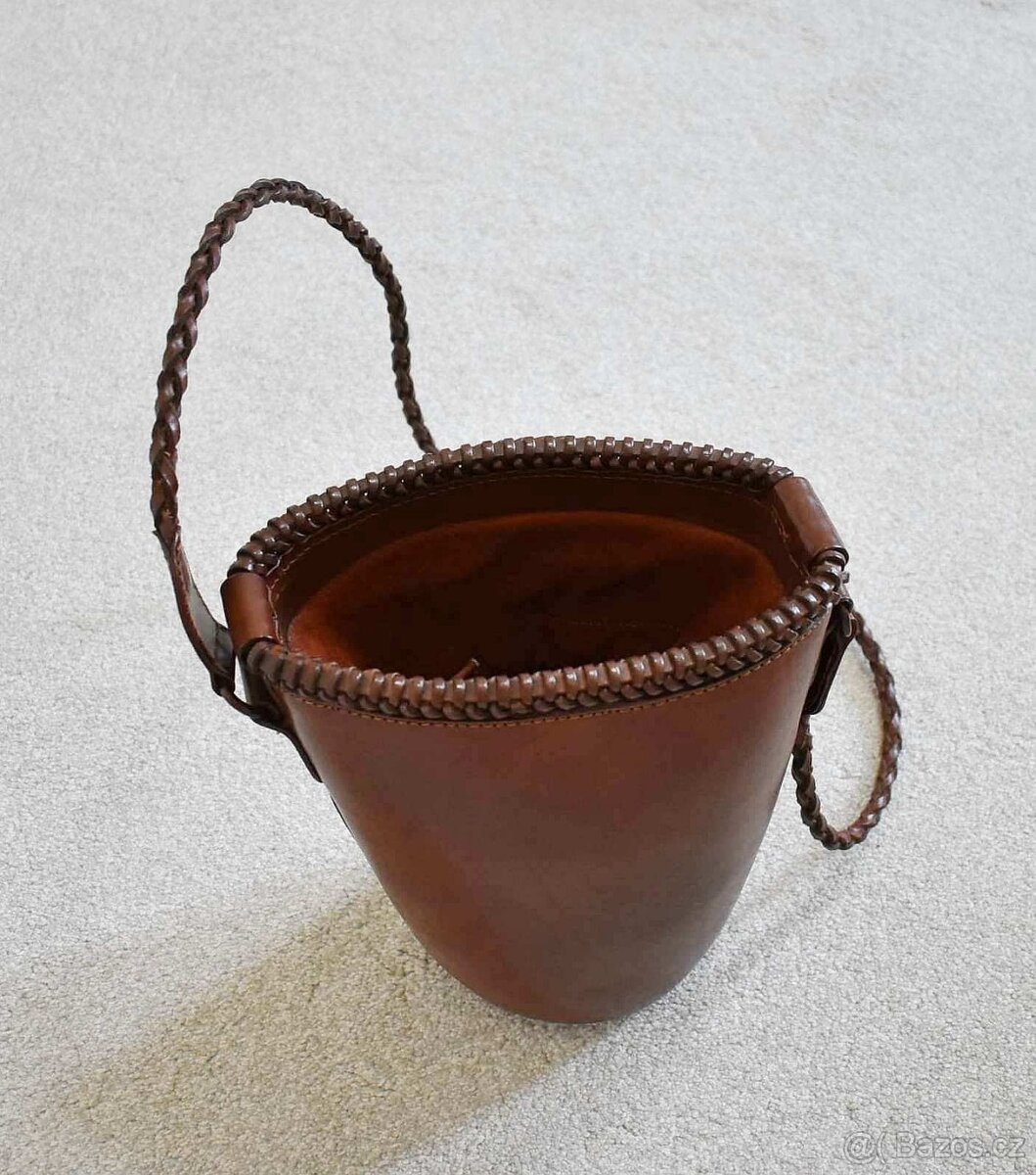 Luxusní kožená italská kabelka / bucket bag - NOVÁ - 4
