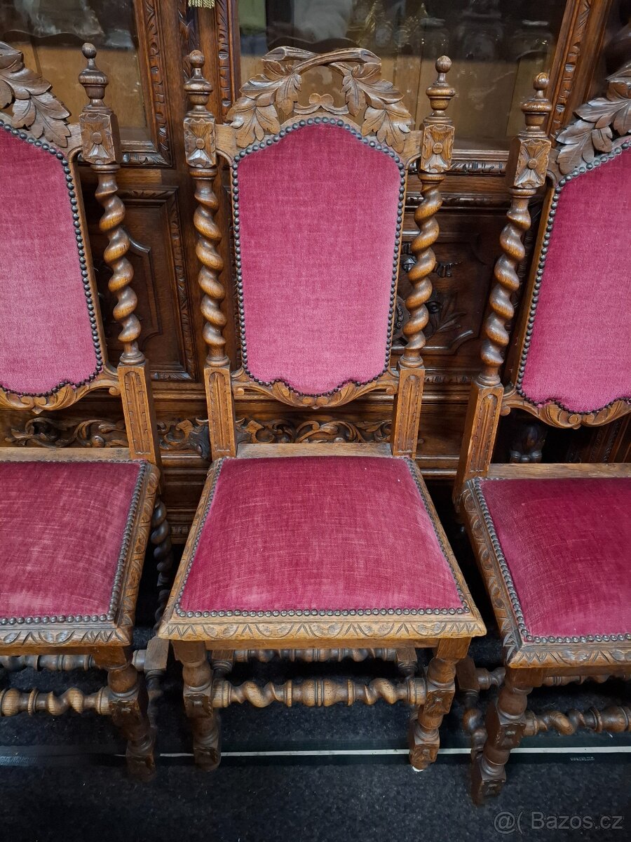 6x starožitná vyřezávaná židle - 4