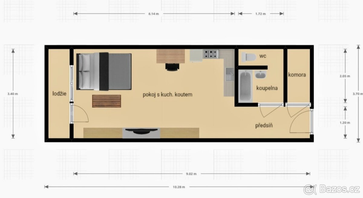 Krátkodobý pronajem 1+kk - 4