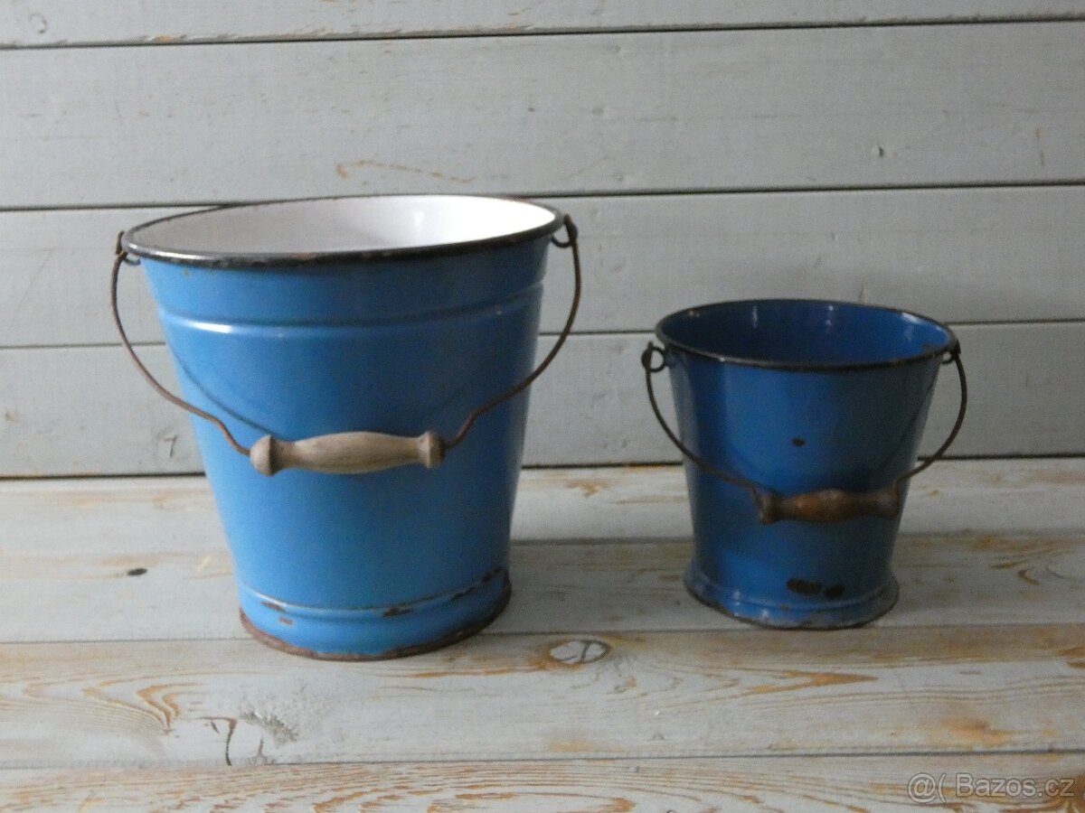Smaltovaný modrý kýbl 2 ks - 4