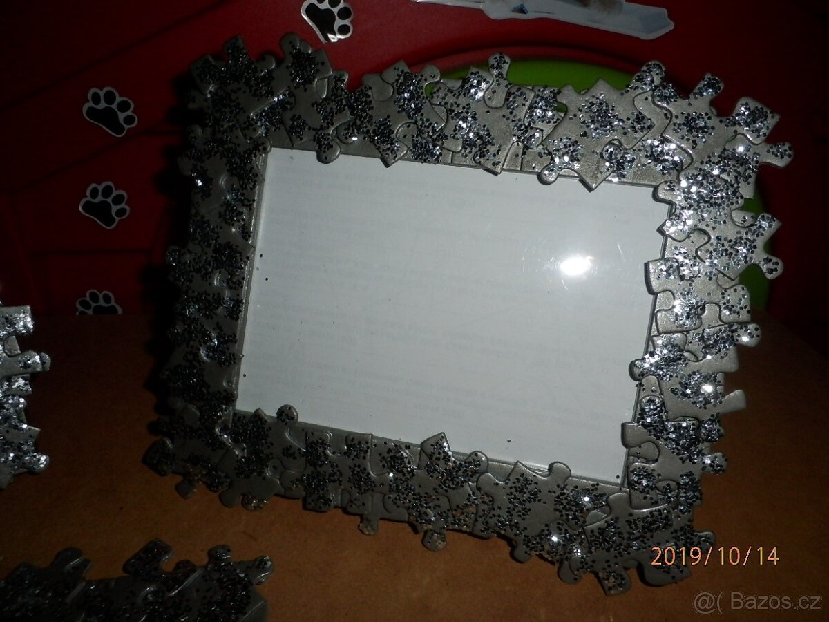 Vánoční stříbrné třpytivé rámečky - 4