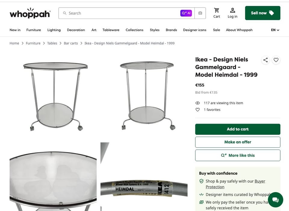 Ikea Heimdal 1999 stolek na kolečkách - 4