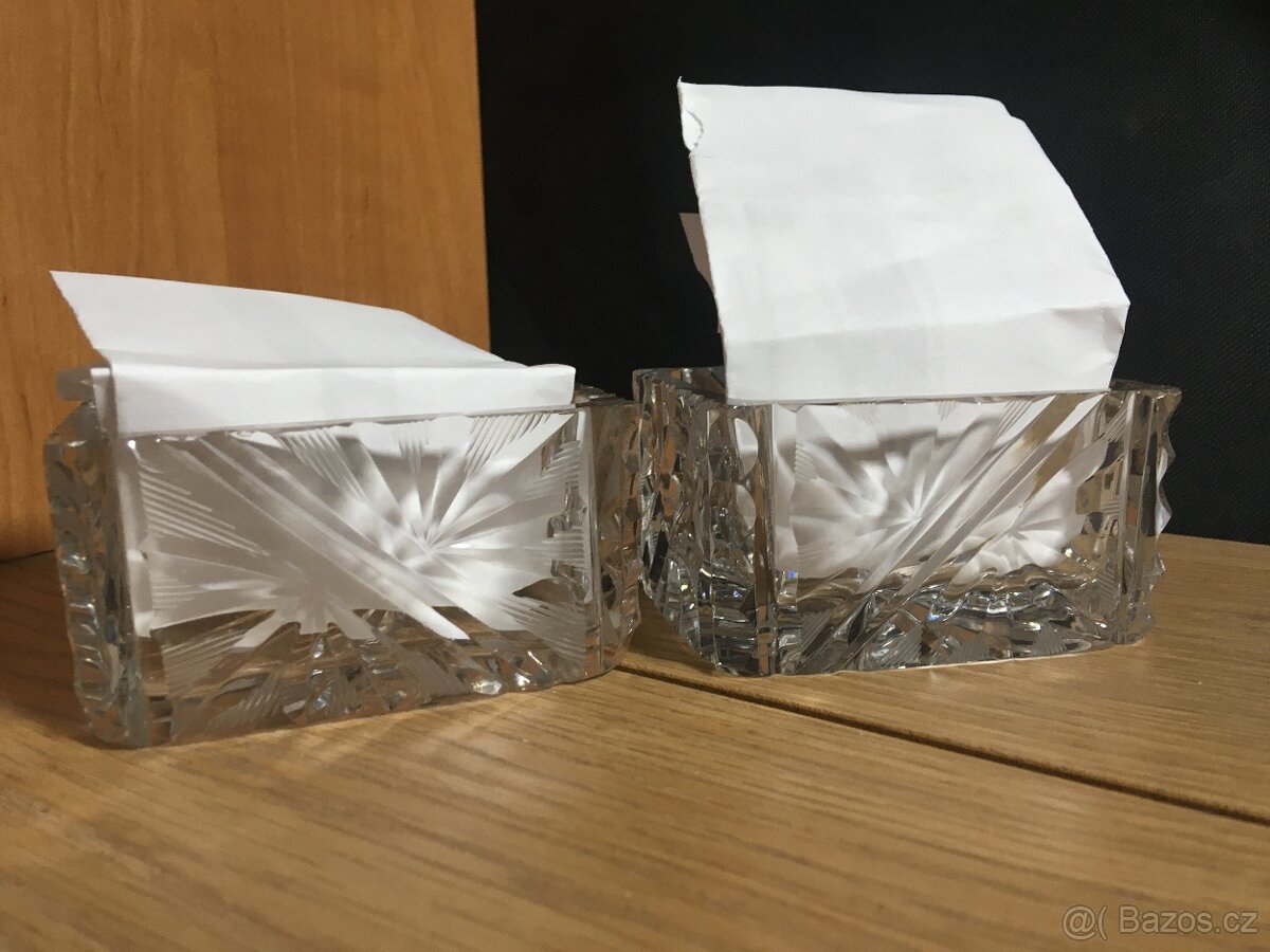 Broušená skleněná dóza malá 2x - 4