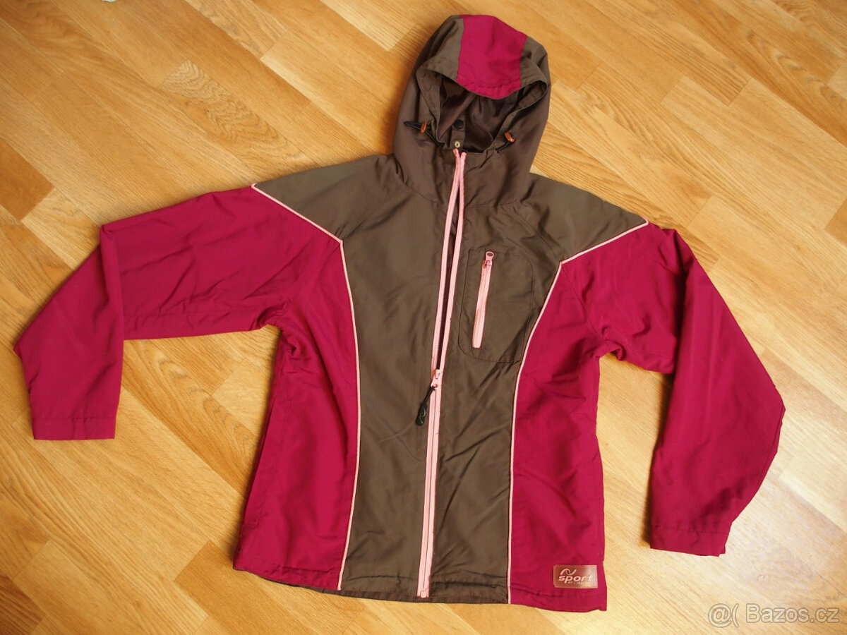 Dámská šusťáková bunda s fleece mikinou, vínovo-hnědá vel. S - 4