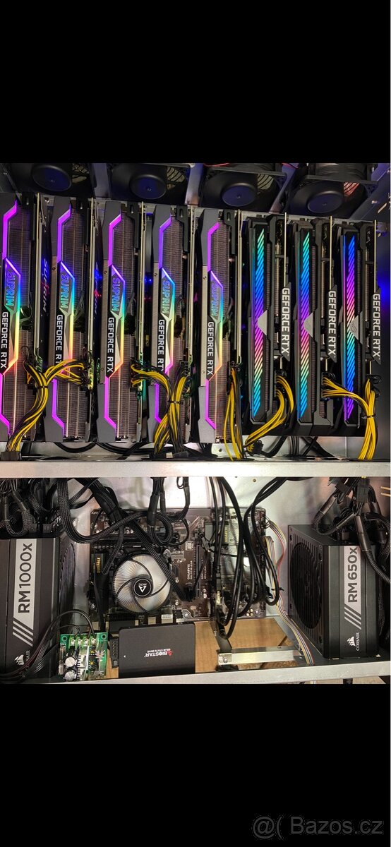 8x mining rig case na 8GPU + regál včetně rozvaděče kvalitní - 4