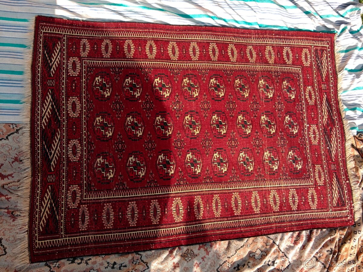 Krásný starý ručně tkaný zachovalý koberec - 4