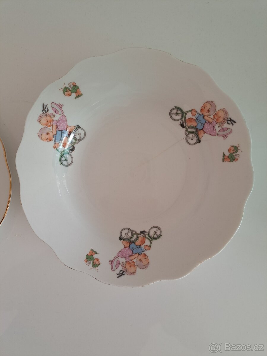 Retro talíře - Děti na kole - 4