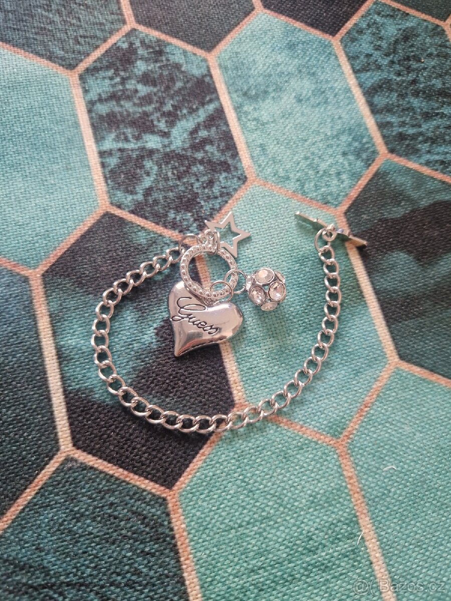 Nový dámský značkový náramek Guess bižu srdce srdíčko 21 cm - 4