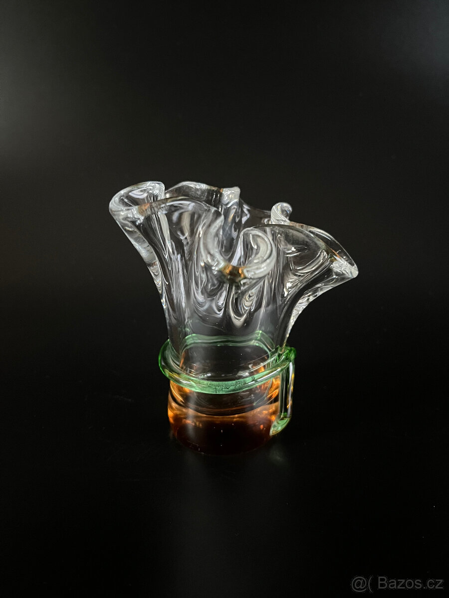 Váza 9 cm, hutní sklo René Roubíček Škrdlovice - 4